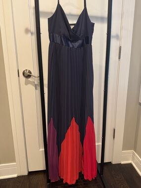 Beautiful Max & Cleo Navy Maxi Dress with Purple and Red Panels NWOT size 0